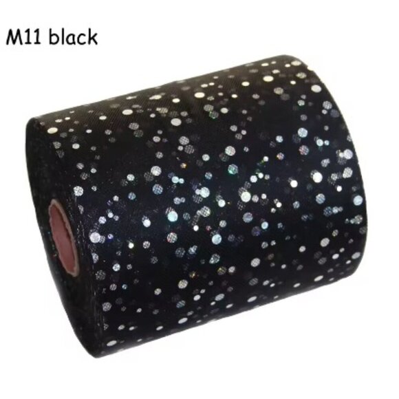 Sequin Dot Tulle - 6" x 100 FT - BLACK - Picture 1 of 1